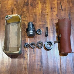 Vintage Greenlee No. 735 Conduit Knockout Punch Set with Leather Case & Box